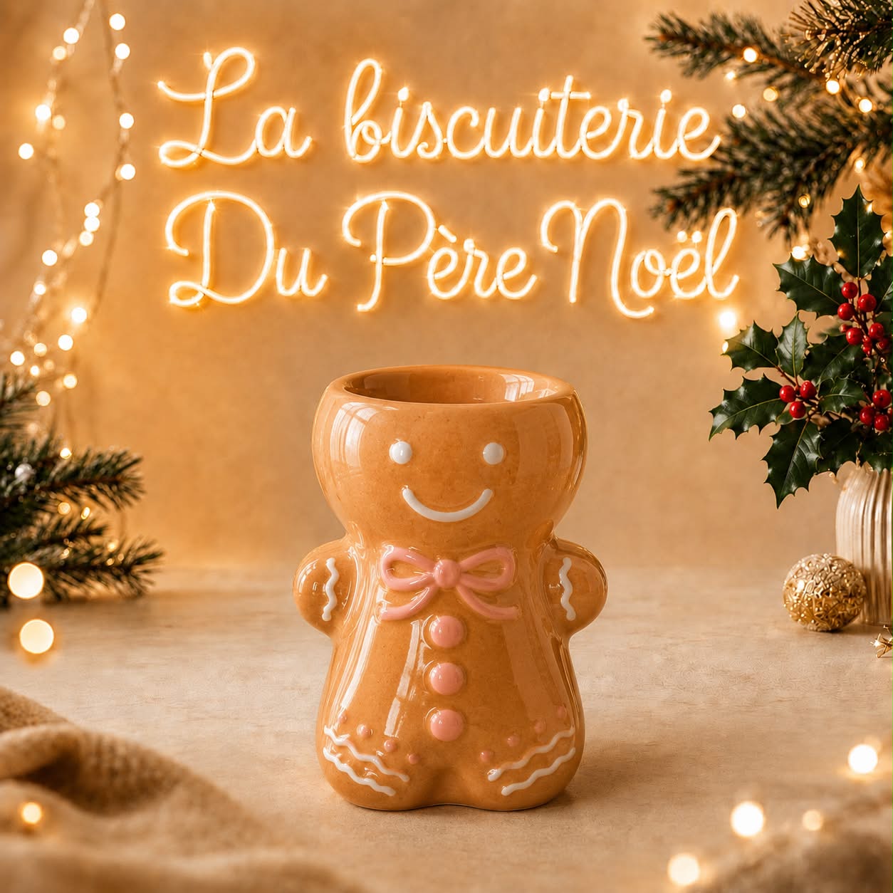 Mug en céramique en forme de bonhomme de pain d'épices