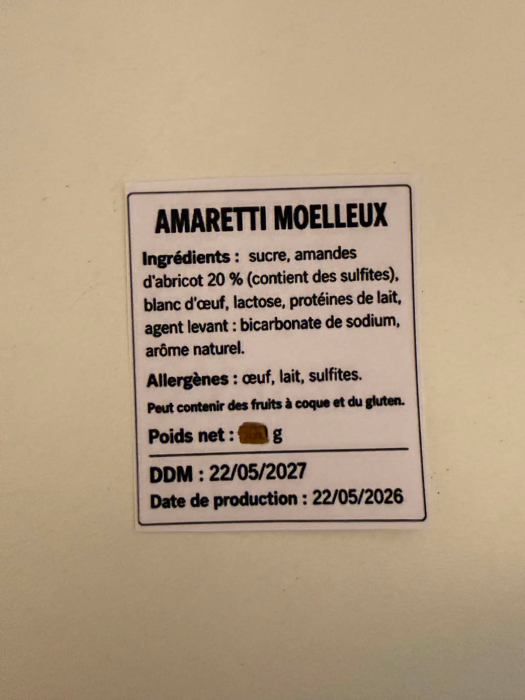 Sachet de biscuits croustillants aux amandes