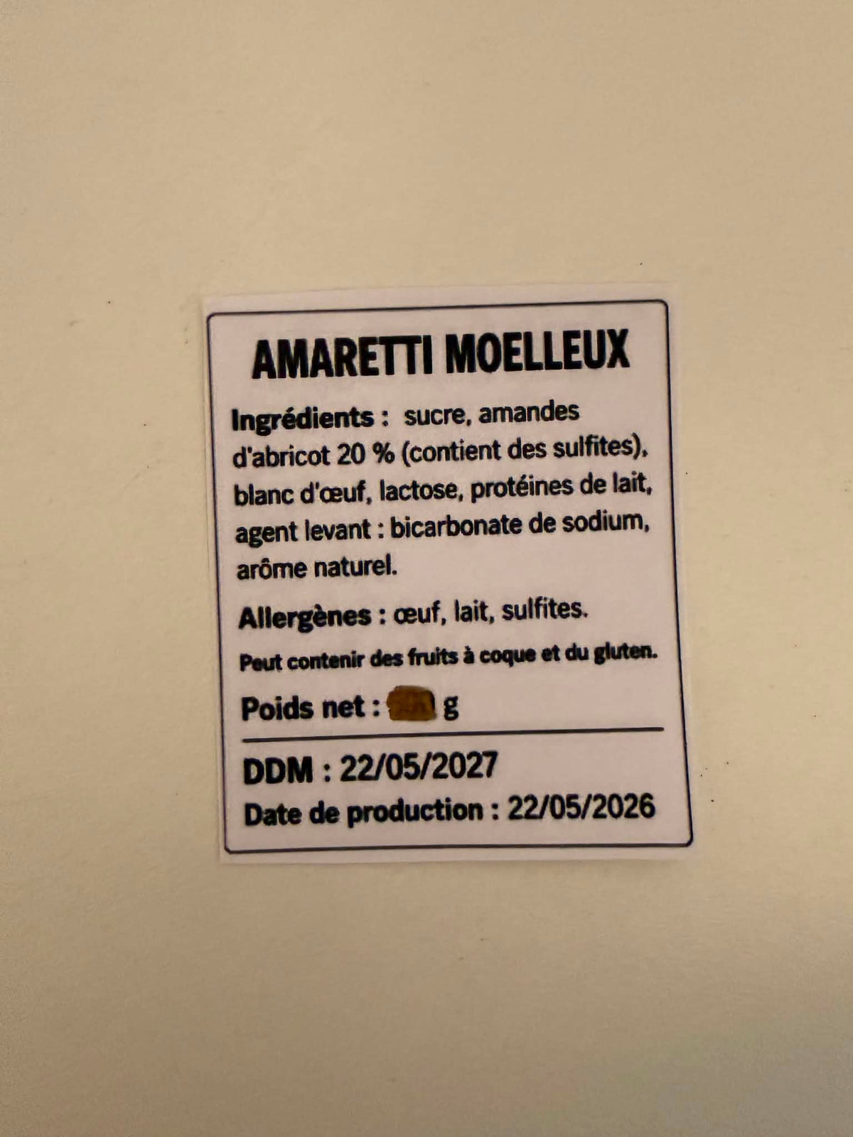 Sachet de biscuits croustillants aux amandes